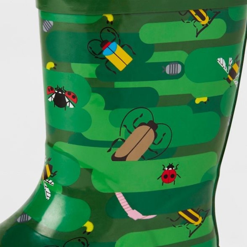 😳 Kid Made Modern Bug camo garden rain boots sz M - Picture 2 of 10